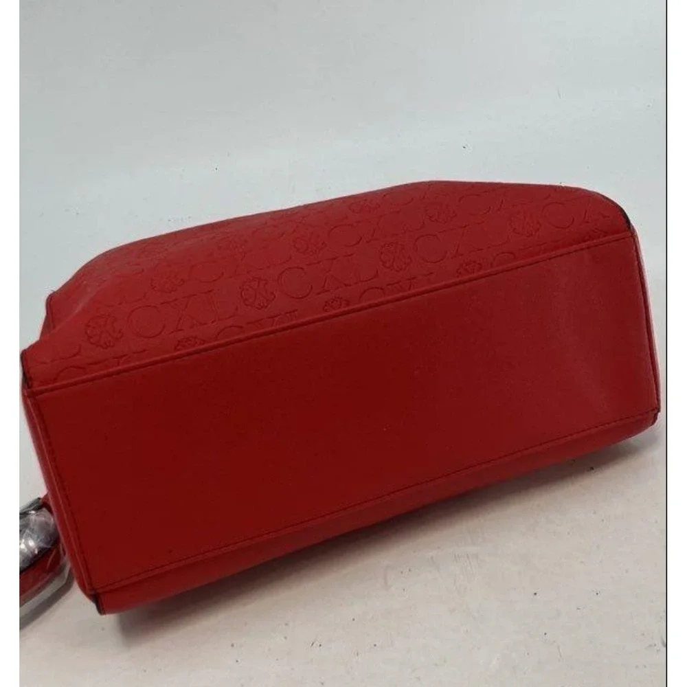 CHRISTIAN LACROIX Embossed Logo Satchel Red Convertible Shoulder Bag